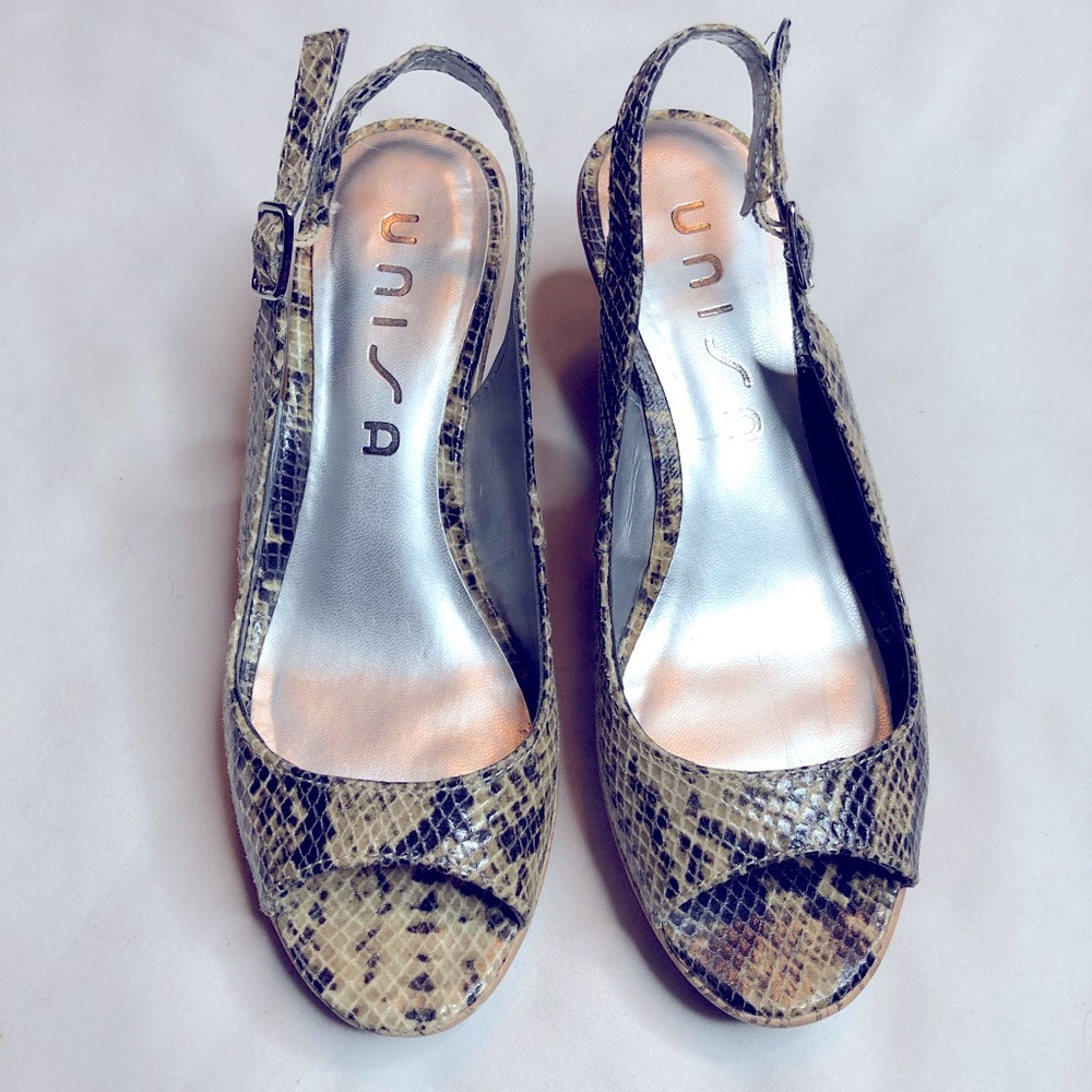 Unisa Snakeskin Print Wedge Open Toe Sandals - image 1